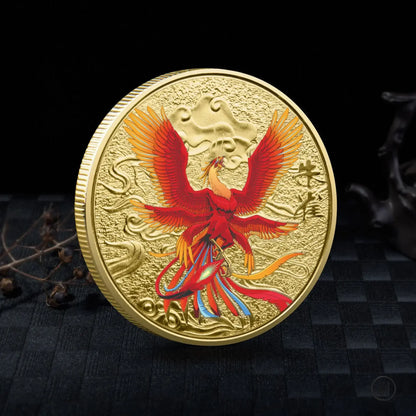 Chinese Mythical Beasts Coins Collectibles Dragon Coin Tiger Suzaku Zodiac Tai Chi Commemorative Medal Luck - Gold (Style 1)