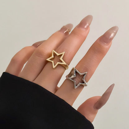 Vintage Punk Irregular Hollow Star Metal Open Rings for Women Fashion Statement Gothic Adjustable Couple Rings Y2K Wed Jewelr