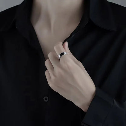 925 Sterling Silver Men's Ring Luxury black Gem For Men Wedding Fine Jewelry Accessories Party Gifts