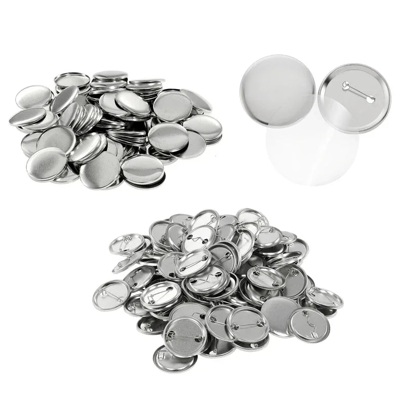 100Set Blank Badge Pin Button Maker Making Parts Supplies 25mm 32mm 37mm 44mm 58mm DIY Button Making for Punch Press Machine
