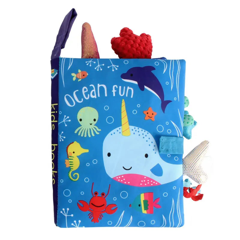 0-36M Baby Early Learning Toy Tail Cloth Book Parent-child Interactive Sound Paper Puzzle Cloth Book Rattle - Whale