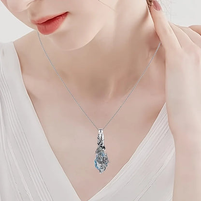 1PCS Animal Crystal Urn Necklace For Ashes Butterfly Cremation Necklace Teardrop Urn Holder Necklaces For Women Memorial Jewe