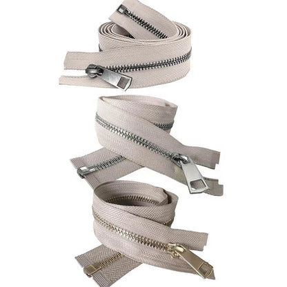 20/30/40/50/60/70/80cm 5# Colorful Open-End Auto Lock Metal Zipper DIY Handcraft For Clothing Pocket Garment Shoes - Beige