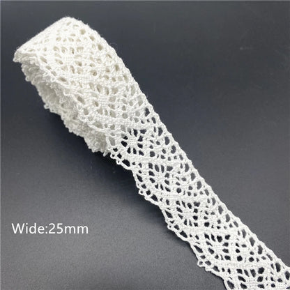 10mm-50mm 2yards White 100%Cotton Lace Ribbon For Apparel Sewing Fabric Trim Cotton Crocheted Lace Ribbon Handmade Accessorie