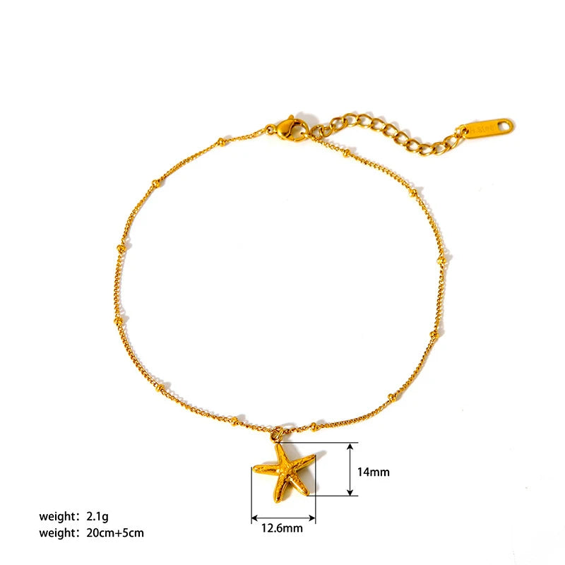 2024 Summer New Gold Color Anklets For Women Stainless Steel Firga Chain Feet Jewelry Layered Link Chain Accessory - Anklet 1