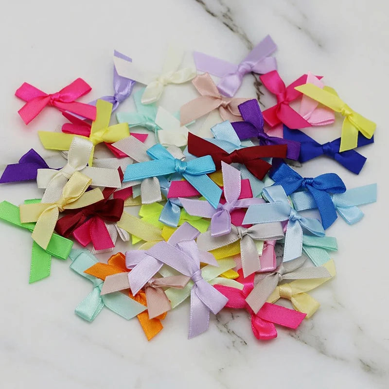 4x4cm Colourful Bows Small Size Polyester Satin Ribbon Bow Flower DIY Craft Decoration - MULTI / 200pcs