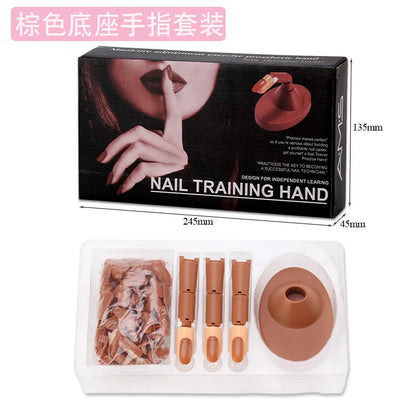 Nail Training Hand Nail Art Practice Model With Base Showing Shelf Manicurist Beginner Replace Finger Tips Nail Piece