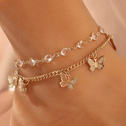 Boho Anklet Foot Colorful Beads Chain Summer Bracelet Heart Pendant Charm Anklet Sandals Barefoot Beach Foot Bridal Jewelry J