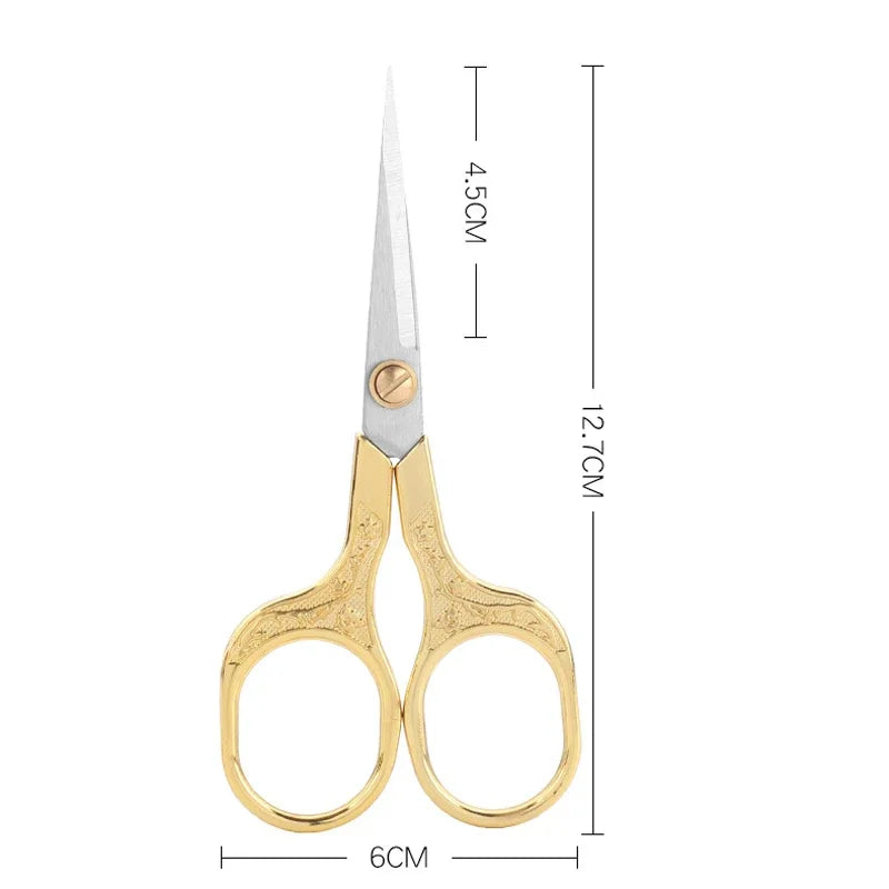 1PC Stainless Steel Vintage Scissors Sewing Fabric Cutter Embroidery Tailor Thread Scissor Tools for Sewing Shears - Gold