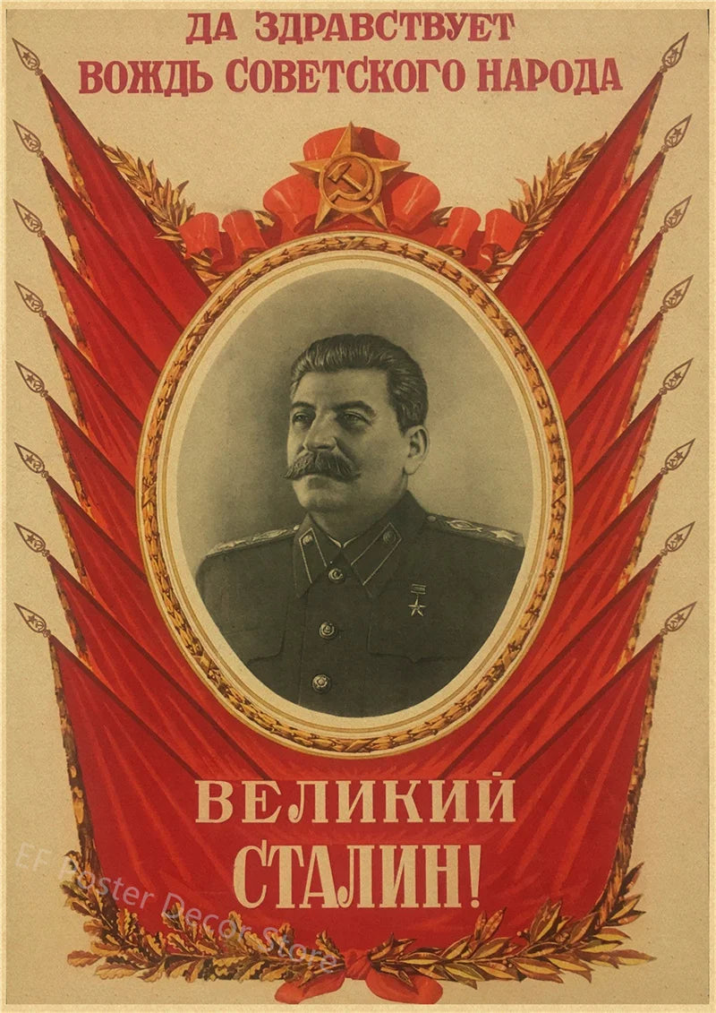 Buy Three Get Four USSR CCCP Russian Stalin Portrait Poster Prints Vintage Home Room Art Wall Decoration Soviet Retro Paintin