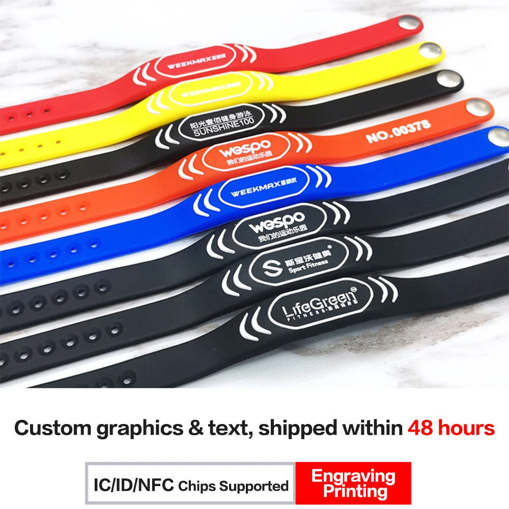 RFID IC ID Silicone Wristband Fudan F08 S50 M1 13.56MHz / TK4100 Chip 125KHz Waterproof Wrist Tag for Swimming & Foot Spa 20P
