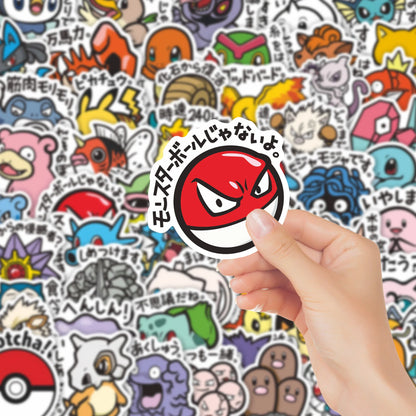 56PCS Cute Anime Pokemon Stickers Cartoon Pikachu Sealing Decoration DIY Laptop Decals Graffiti Sticker Reward Gift Kid Toy