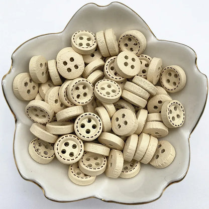 50pcs 10mm 4hole Mini Color Kids Buttons Wood Buttons Clothing Wedding Decoration Sewing Accessories - 57