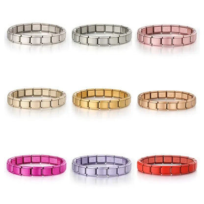 2025 New Men and Women Starry Colors 18 Pieces Italian Charm Fit 9mm Stainless Steel Modular Bracelet Jewelry