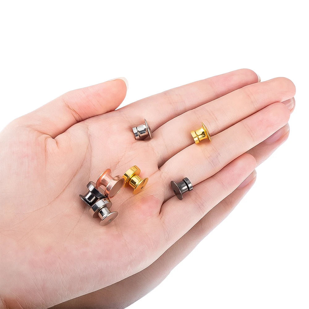 10Pcs Magnetic Clasp Brooch Locking Pin Backs Metal Pin Back Locking Pin Keepers Locking Clasp DIY Brooch Badge Jewelry Makin