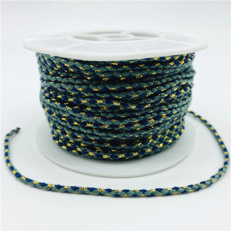 5yards/Lot 2.5mm Gold Line 100% Cotton Cord Rope Chinese Knot Macrame Cord Rope For Jewelry Making For Shamballa Bracelet - 0