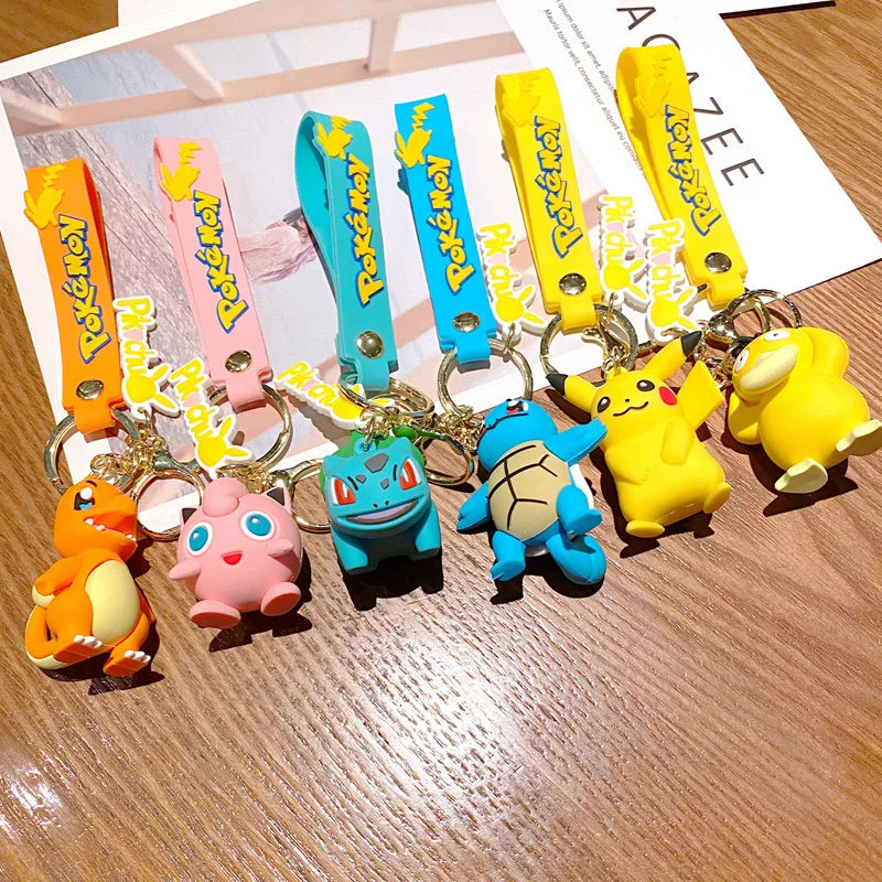 Cute Pokémon Keychains - Pikachu, Bulbasaur, Ducklett, Jigglypuff, & Squirtle keychains. Stylish accessories for keys, bags -