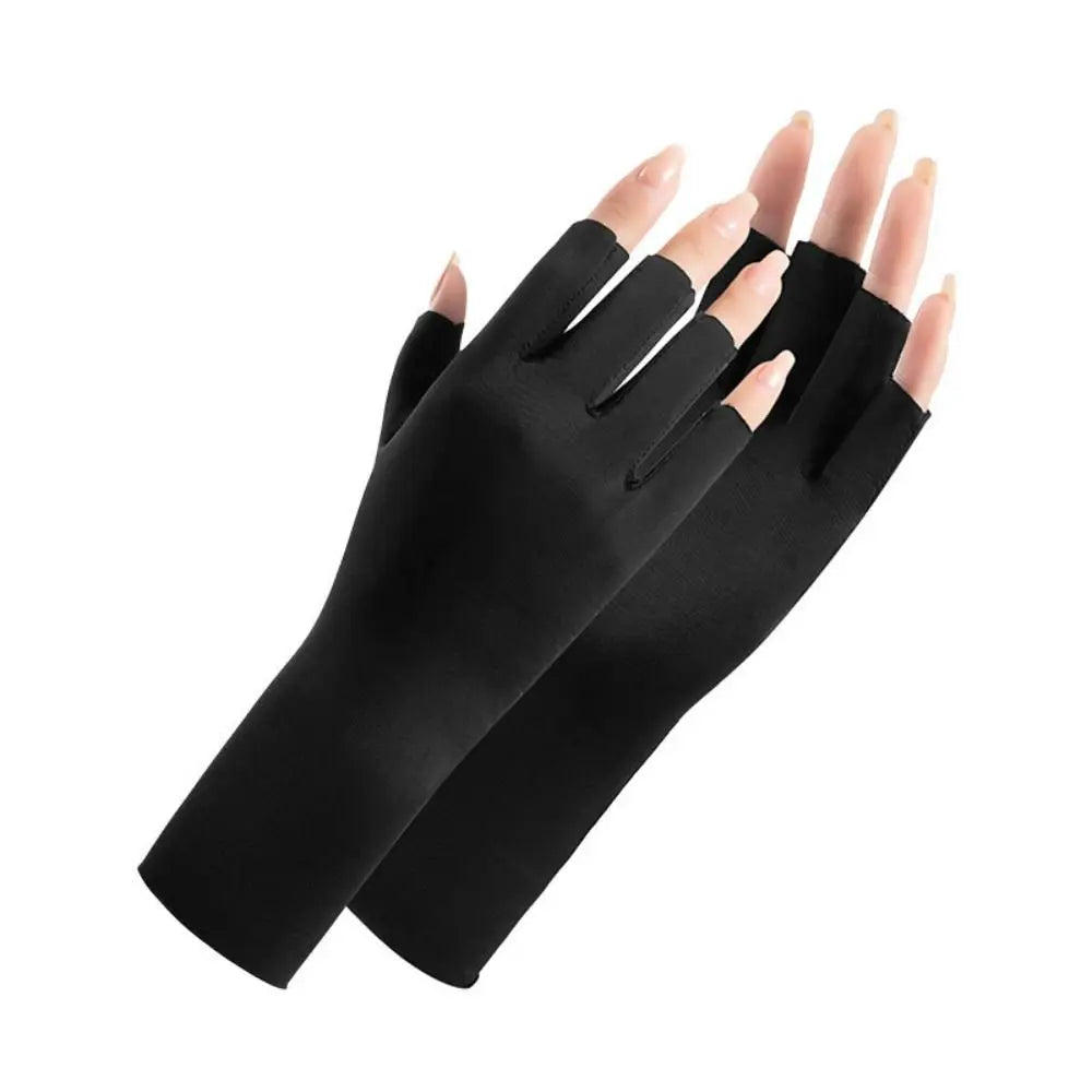 Sunscreen Gloves For Nail Art Gel UV LED Lamp Tool Nail Art Glove UV Protection Gloves Protecter Gloves - black