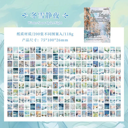 200 sheet Four Seasons Landscape material paper Decor Diary Album Scrapbooking material Background paper junk journal supplie