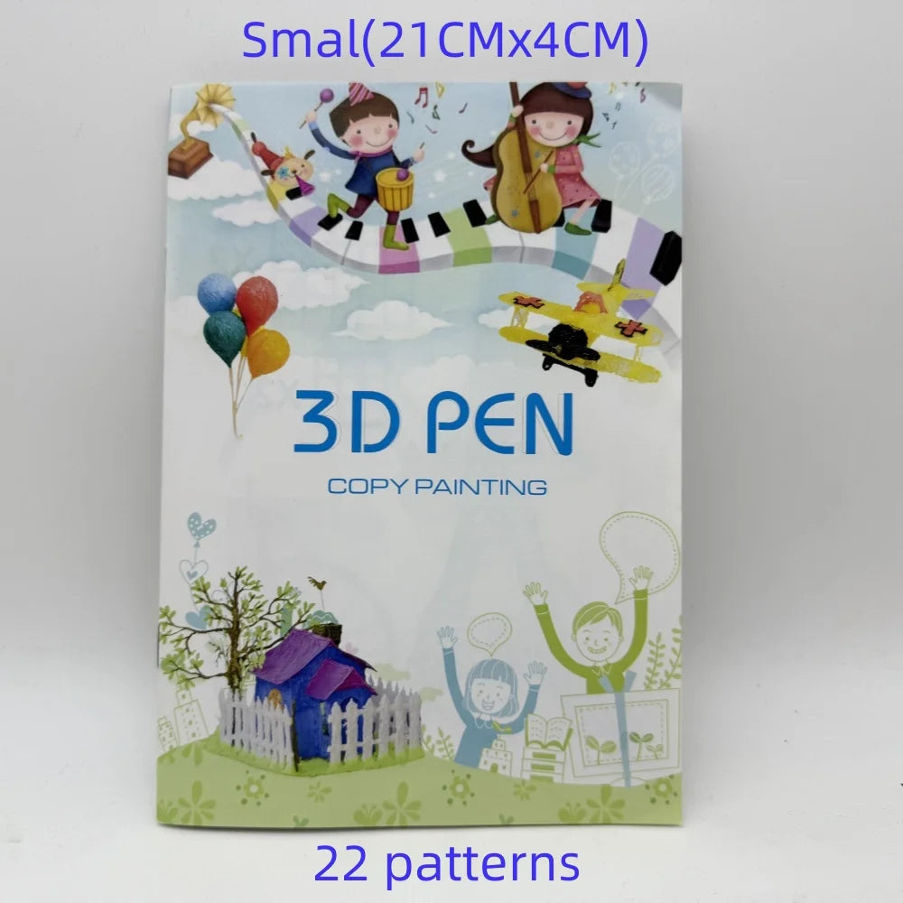 12/22 Sheets of 3D Printer Drawing Stencil Paper Template for 3D Printing Pen, Pattern and Clear Plate Set