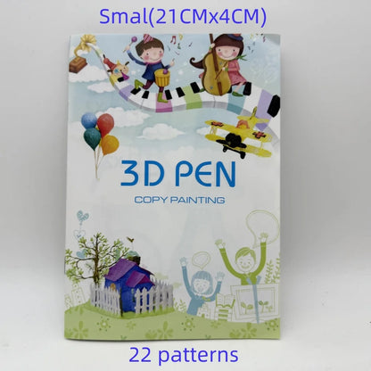 12/22 Sheets of 3D Printer Drawing Stencil Paper Template for 3D Printing Pen, Pattern and Clear Plate Set