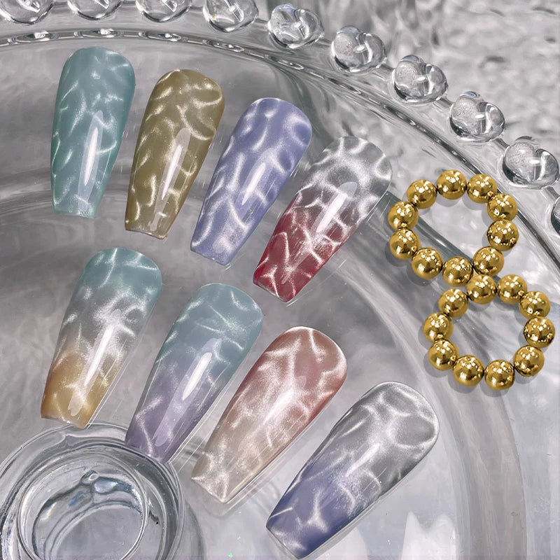 10pcs/20pcs Water Ripple Cat Eye Magnetic Gel Beads Multifunctional Nail Art Flower Carving Cat Magnet DIY Nail Art Design To
