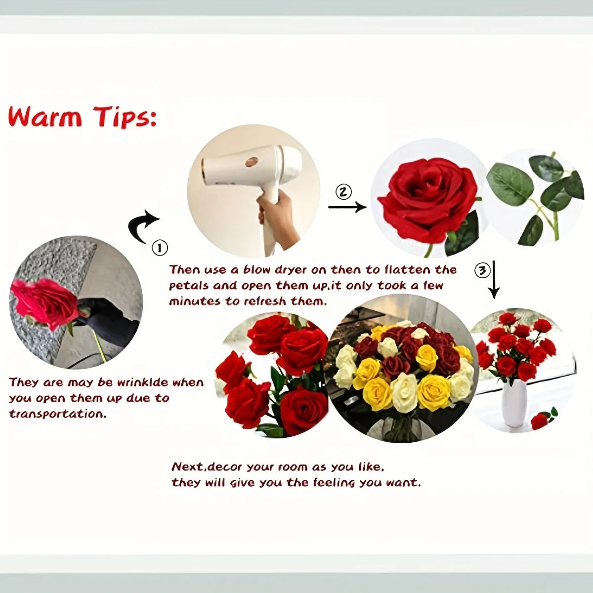 12pcs Realistic Artificial Rose Bouquet for Weddings, Birthdays, and More for Floral Arrangements and Home Decor