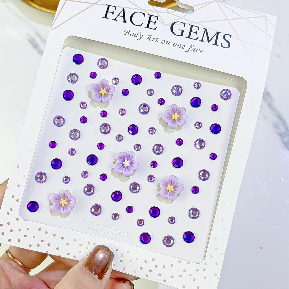 1Sheet 3D Dreamy Shell Pearl Gems Face Stickers Sparkling Mermaid Diamond Temporary Tattoos DIY Body Art Stage Makeup Rhinest