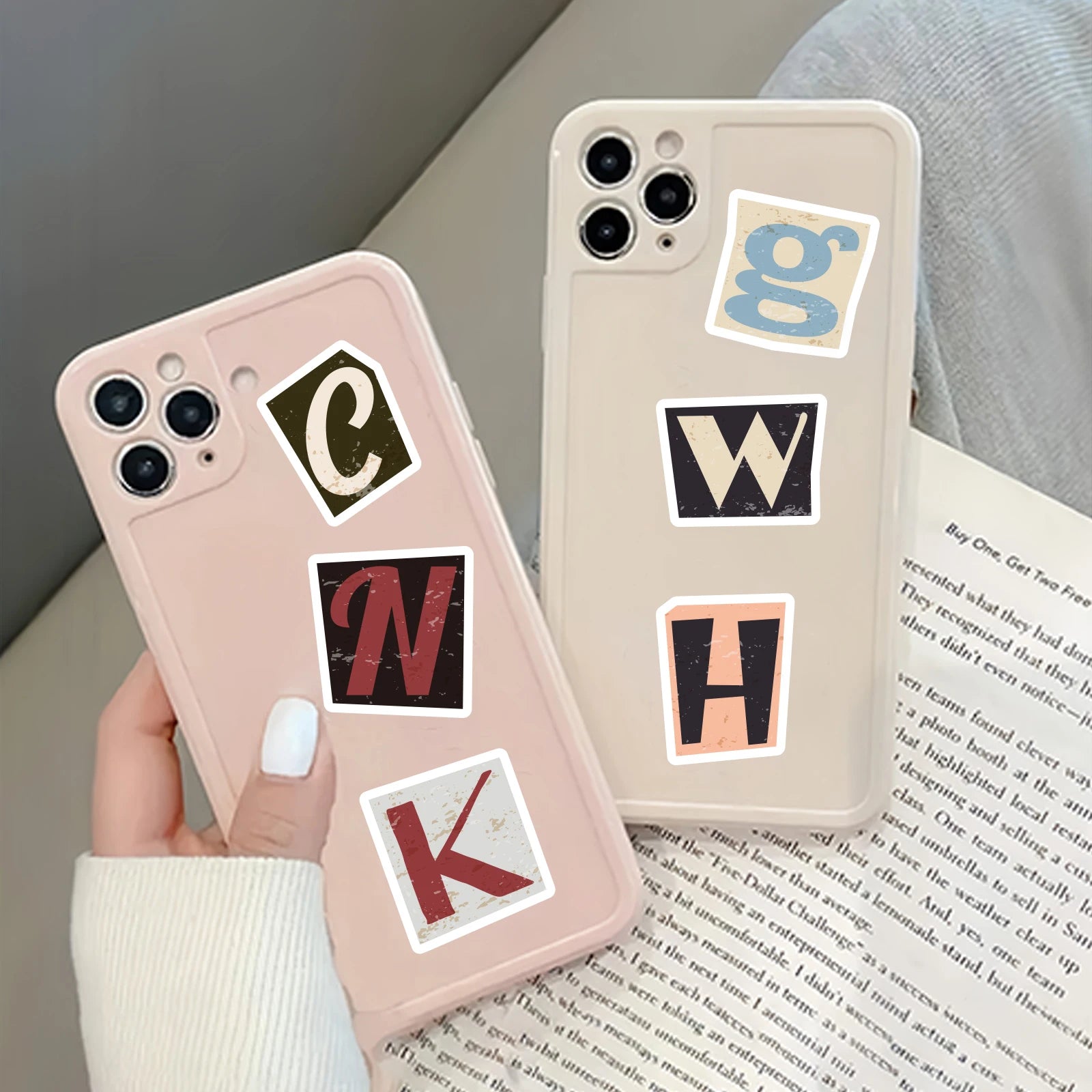 52pcs Vintage Letter Pattern Stickers for Laptops, Phone Cases, Water Bottles, Suitcases, Children's Toys, Back To School Sea
