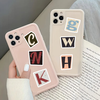 52pcs Vintage Letter Pattern Stickers for Laptops, Phone Cases, Water Bottles, Suitcases, Children's Toys, Back To School Sea