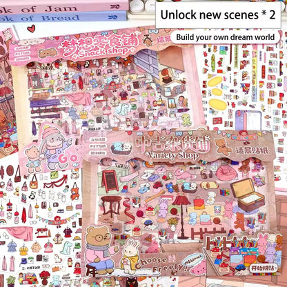 Extra-Large Vintage Grocery Store Scene Stickers Miniature Stickers for Product Storage Series 3D DIY Decorative Collage Stic