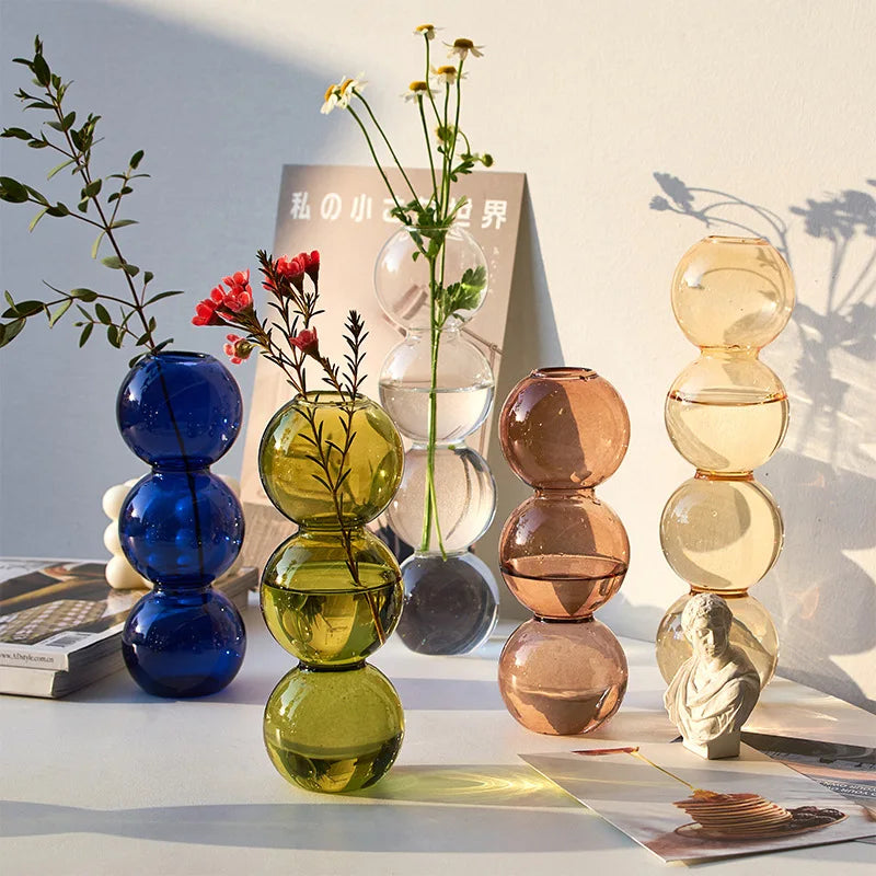 Nordic Glass Vase Home Decor Living Room Decoration Terrarium Flower Vase Plant Pots Decorative Home Accessories Decoration G