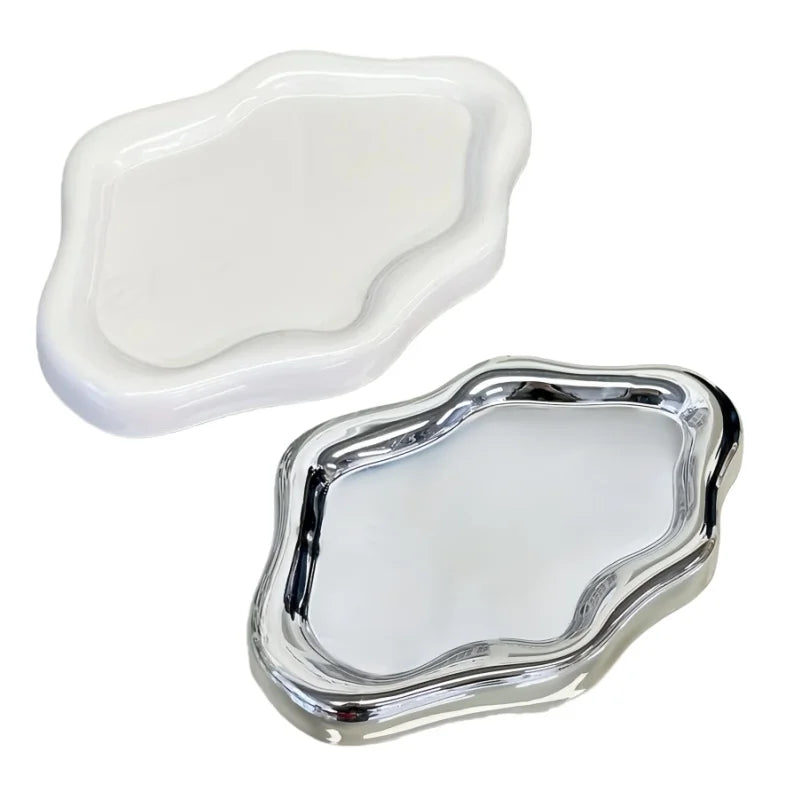 Cloud-Shaped Jewelry Tray Decorative Plate for Rings Earrings Bracelets & Necklaces Plastic Vanity Tray for Women Bedroom Dec