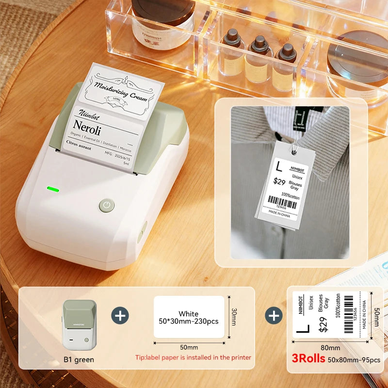 NIIMBOT B1 Portable Thermal Printer With Tapes 2 Inch Adhesive Label Printer Mini Bluetooth Sticker Maker Support Smartphones