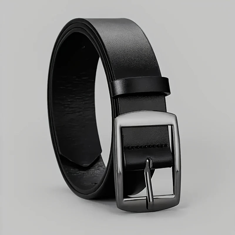 New Luxury Belt for Men PU Leather Belt Metal Pin Buckle Famous Brand Designer Waist Strap Belt for Jeans Plus Size - Black-4