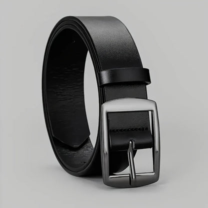 New Luxury Belt for Men PU Leather Belt Metal Pin Buckle Famous Brand Designer Waist Strap Belt for Jeans Plus Size - Black-4