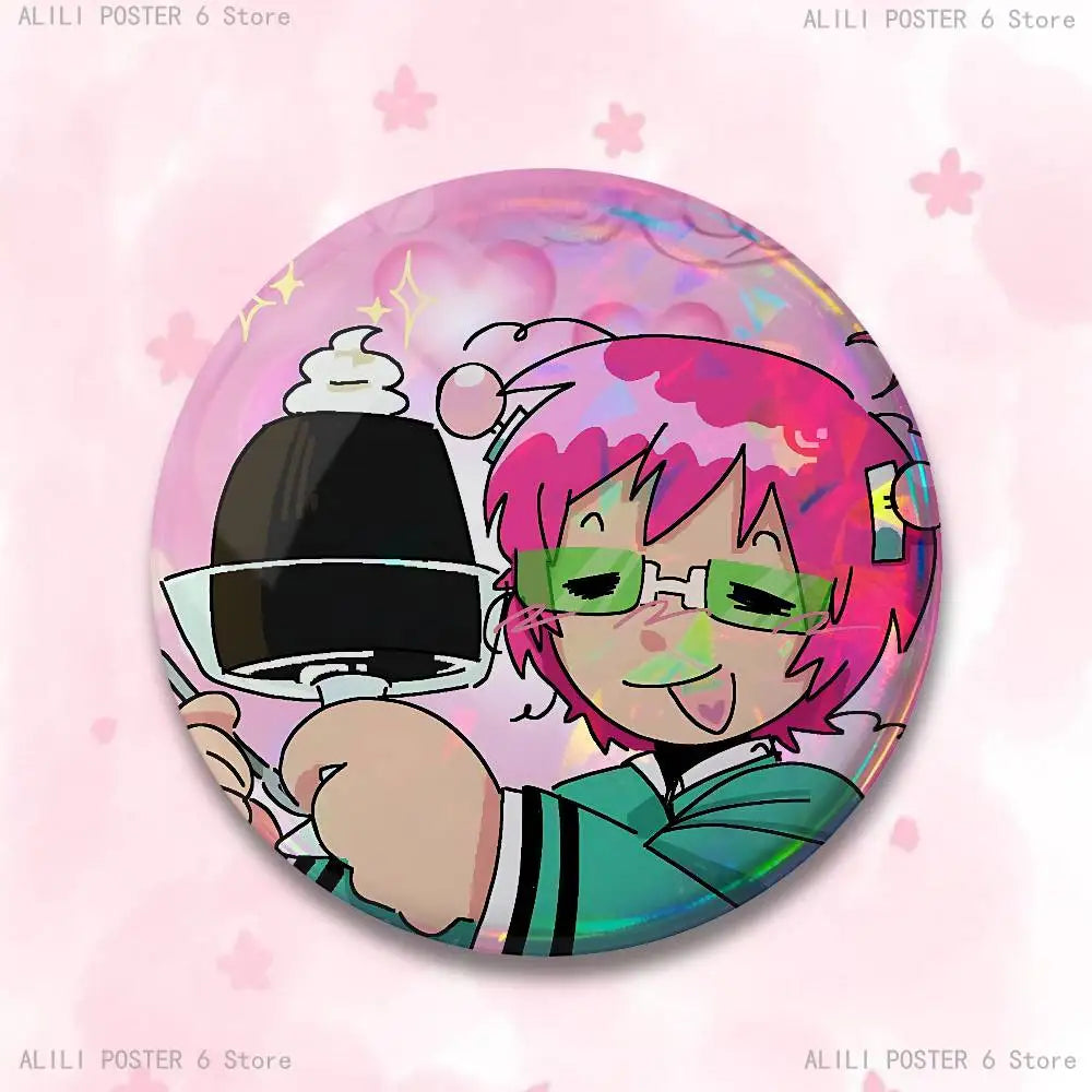 S-Saiki K D-Disastrous L-Life Badges 25 32 44 58 75 mm Round Cosplay Pin Bag Decor Fans Collect Friends Gifts Brooch Souvenir