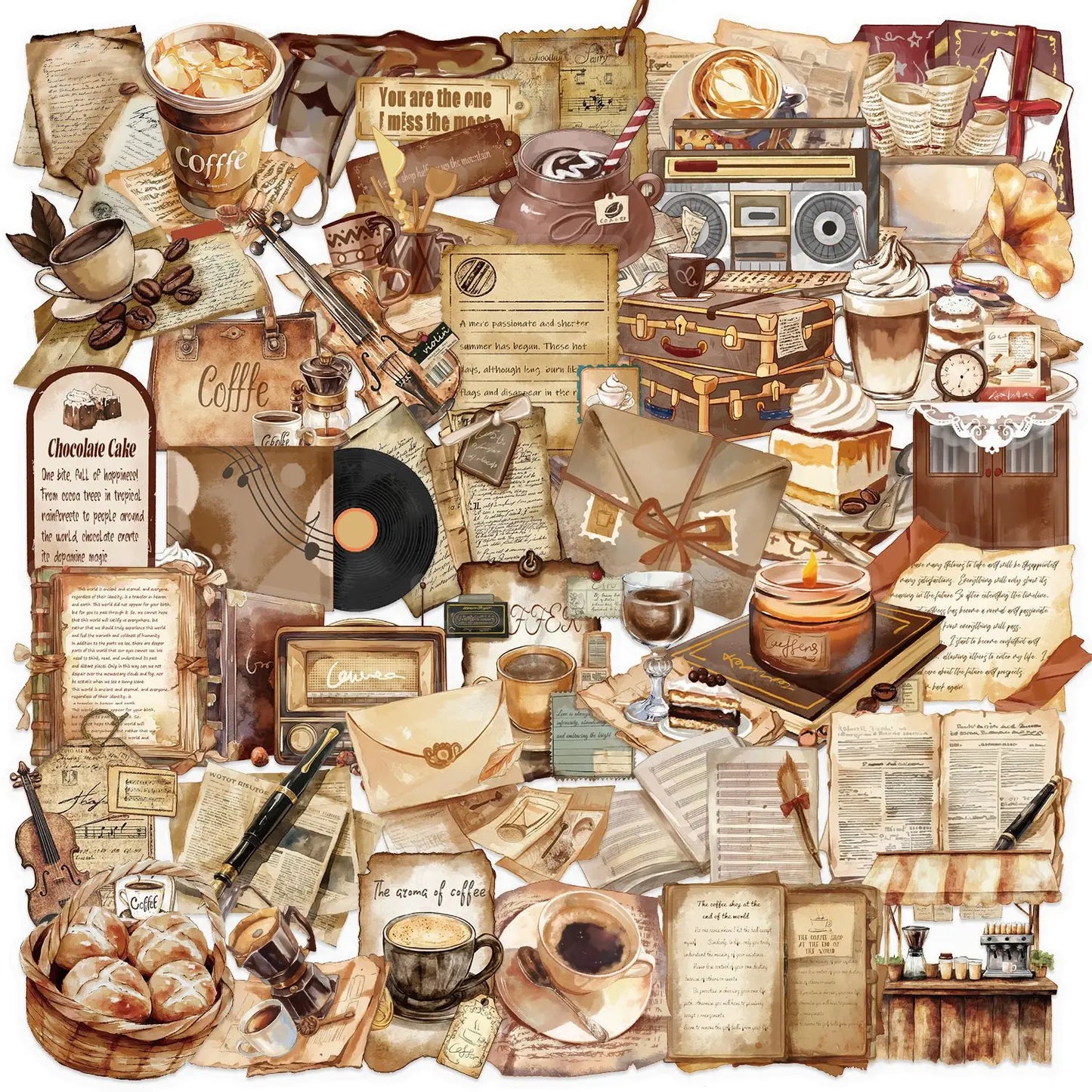 10/30/50PCS Vintage Aesthetic Stickers Series Rural Life Graffiti Children's Toys DIY Notebook Phone iPad Decoration