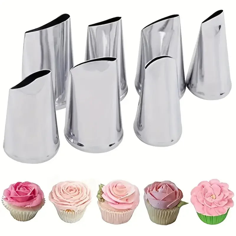 7pcs Cake Decorating Tips Set Cream Sugar Pipe Fondant Rose Nozzle Pastry Tools Fondant Decorating Tools Supplies DIY Baking 