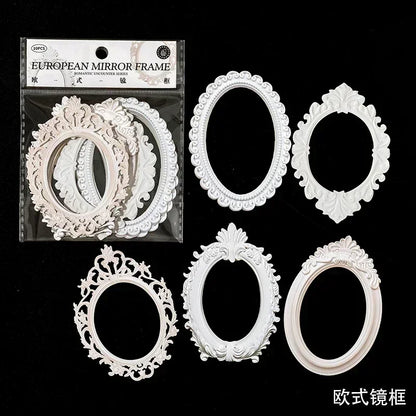 10 Pcs Hollow Embossed Photo Frame Material Paper Junk Journal Planner Scrapbooking Vintage Decorative DIY Craft Cardstock - 