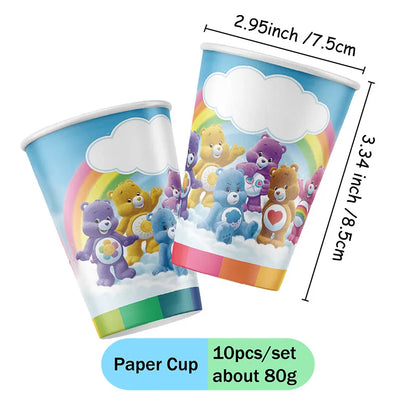 Care Bear Party Supplies Disposable Plate Napkin Tablecloth Cake Topper Gifts Bag Kids for Birthday Party Decorations Set Gif