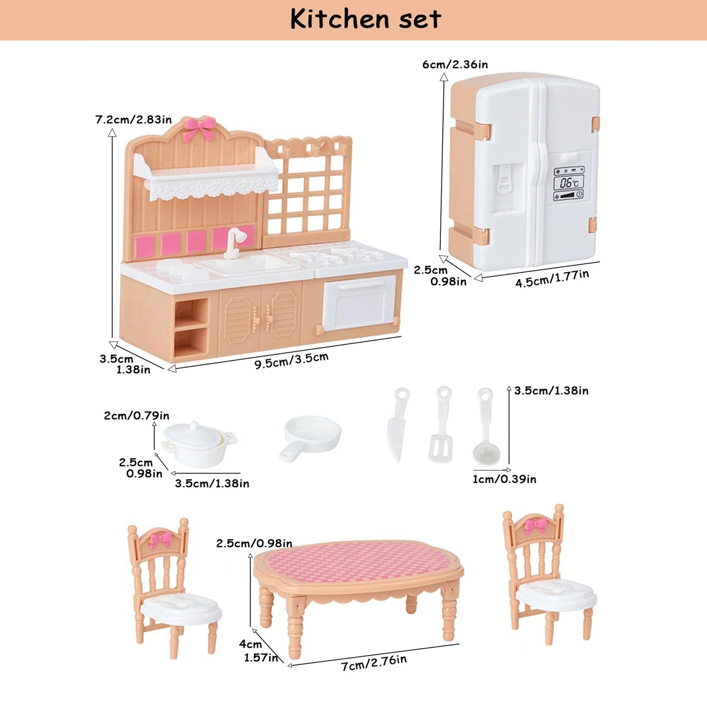 Miniature Dollhouse Furniture Kitchen Living Room Bedroom Bathroom Doll House Furniture Pretend Play Dollhouse Miniatures - K