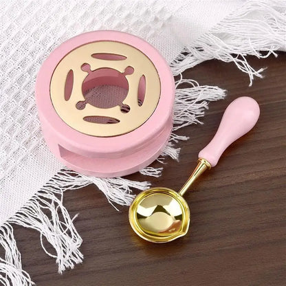 1/2/3pcs Wax Seal Set Wood Wax Melting Lacquer Furnace With /Spoon/Handle Wax Bead Melting Heater Wax Pot Heater For Stamp Cr