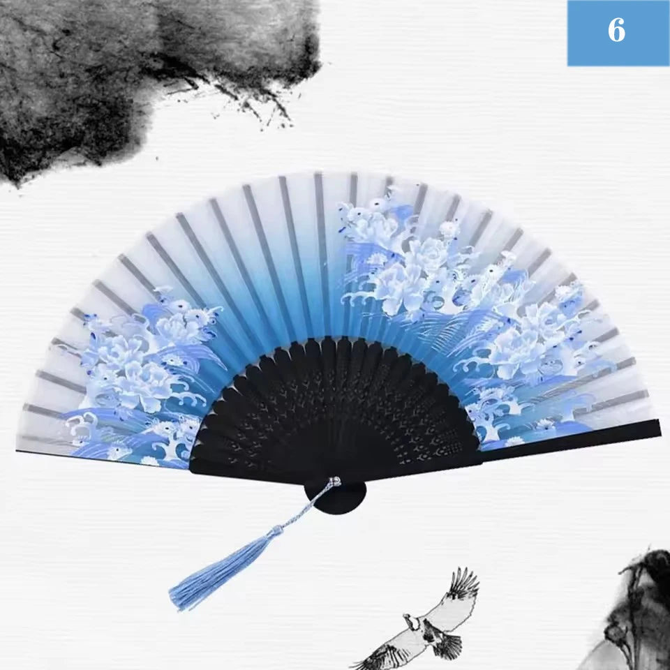 Folding Hand Fan Vintage Silk Bamboo Fans Chinese Hand Fans Women Dance Fan Cosplay Wedding Party Props Decor Gift Fan Portab