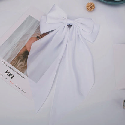 Bow Ribbon Hair Clip for Women Bowknot Barrettes Girls Solid Stain Spring Ponytail Clip Headband Hair Accessories Headwear Gi