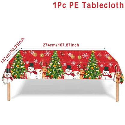 Disposable Christmas Tablecloth Merry Christmas Decors for Home 2024 Table Cover Xmas Ornament Navidad Natal New Year Gift 20
