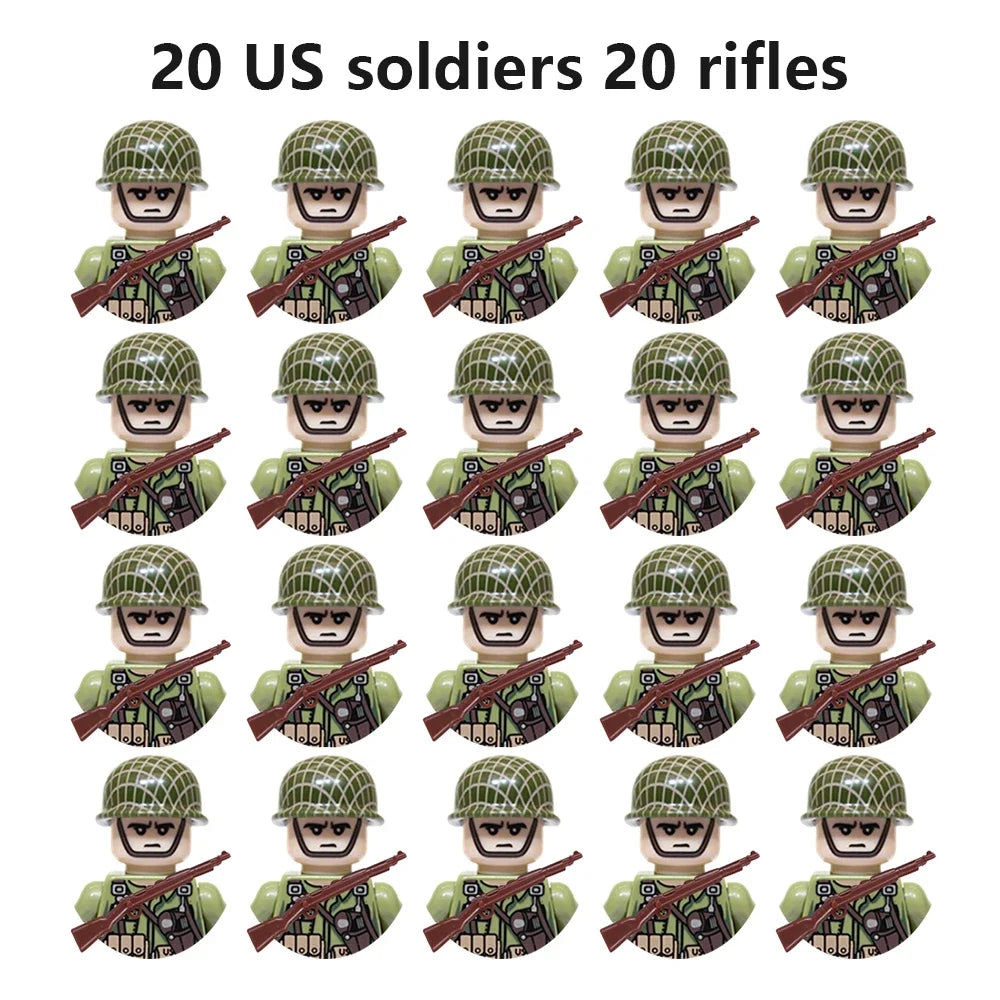 Multi-style military soldiers mini character building blocks DIY assembled building blocks children's collection toys and gif