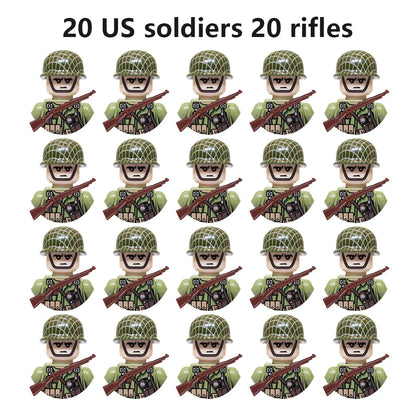 Multi-style military soldiers mini character building blocks DIY assembled building blocks children's collection toys and gif