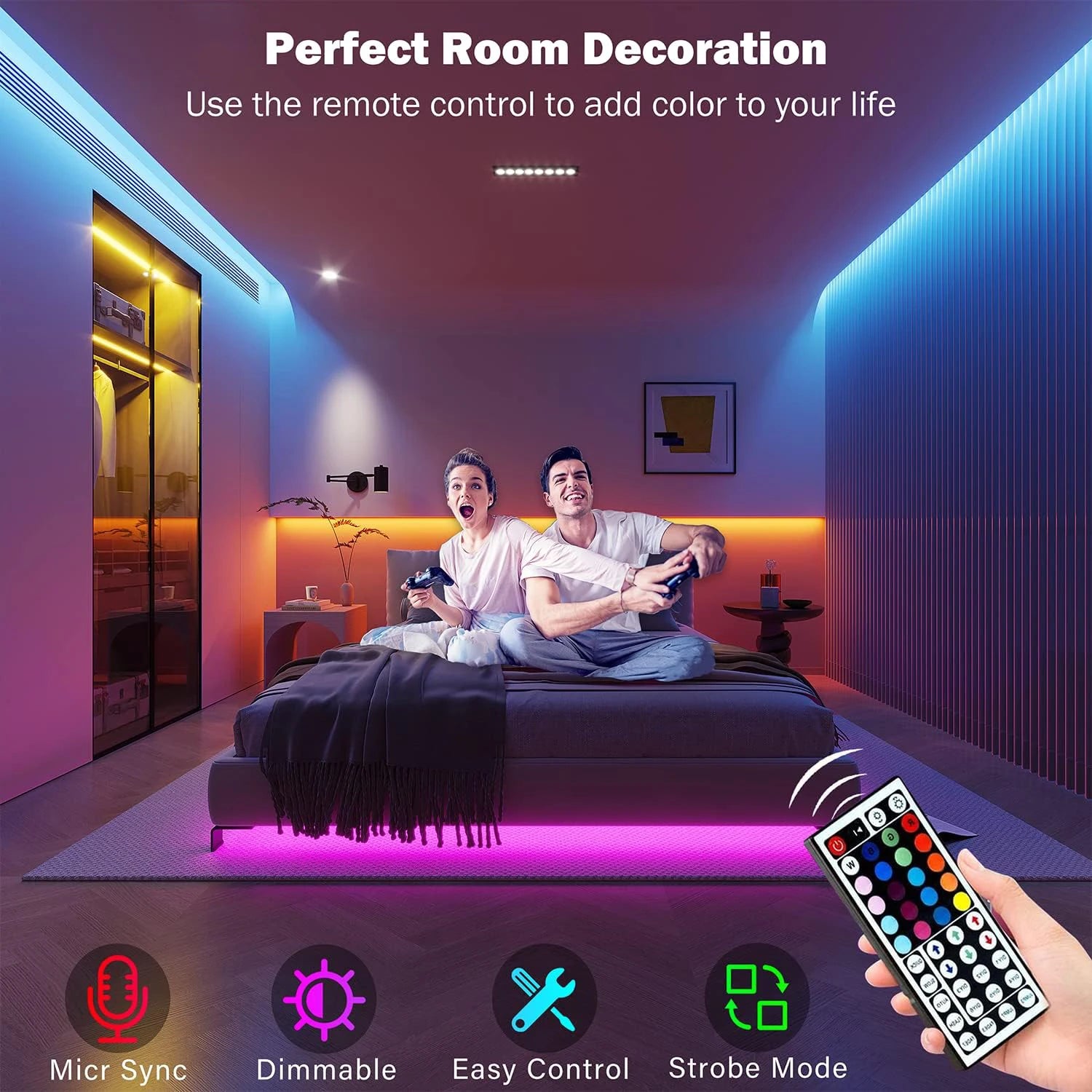 RGB Led Strip Lights 5m 10m 20m 30m Led Room Light with APP Control Flexible Ribbon Luces Led Tape for Room Bedroom Decoratio