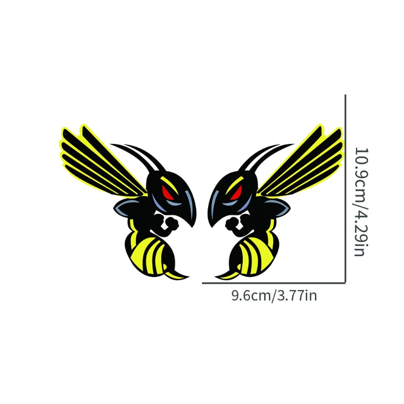2PCS/SET Angry Wasp Pattern Stickers, Multi Color Waterproof Decals, For Car Truck Bike Body Decor - Yellow